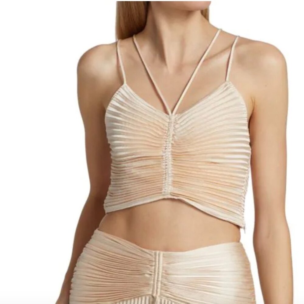 A.L.C. Cream Pleated Crop Top